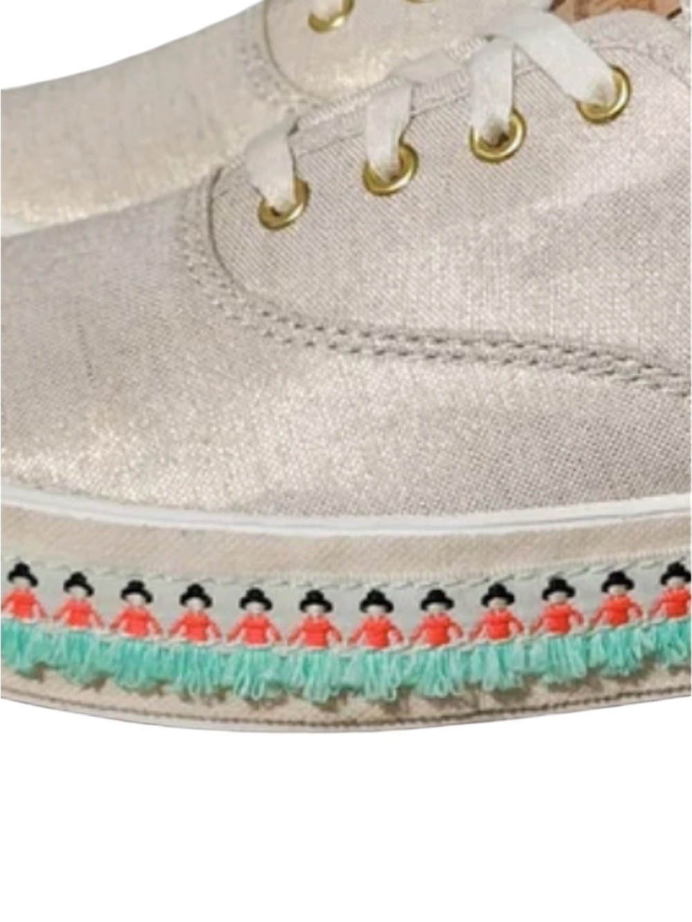 NWOT Keds iridescent Gold triple decker Hulu Foxing Tassel Trim Sneakers SZ 10 - Picture 2 of 15